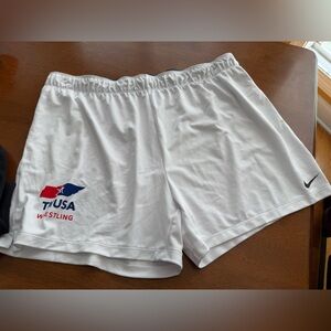 Nike White Wrestling Athletic Shorts